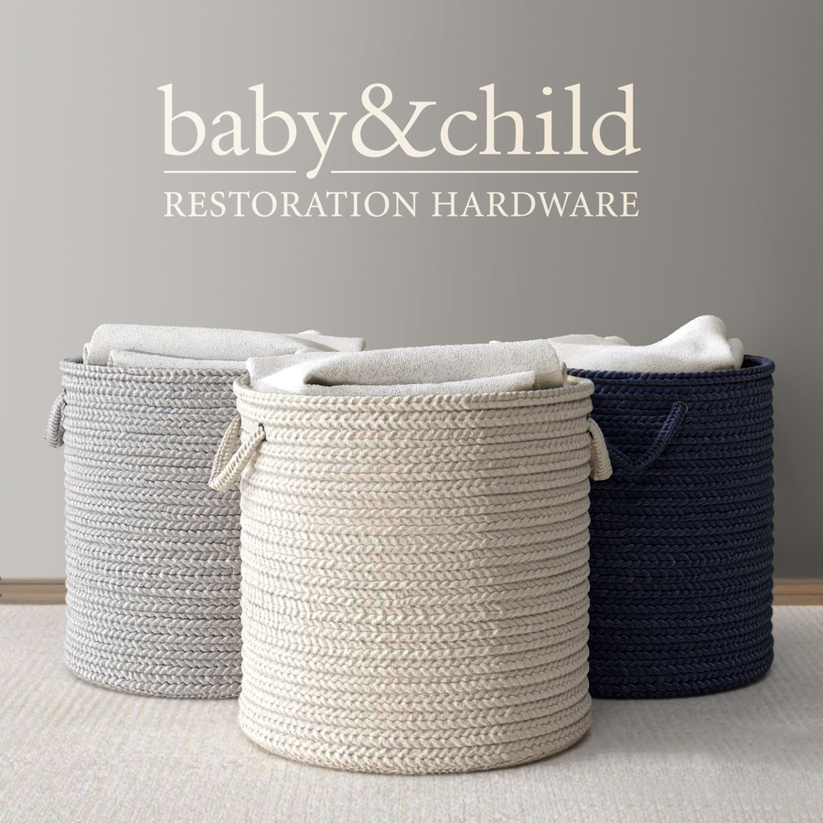 RH / BRAIDED WOOL HAMPER